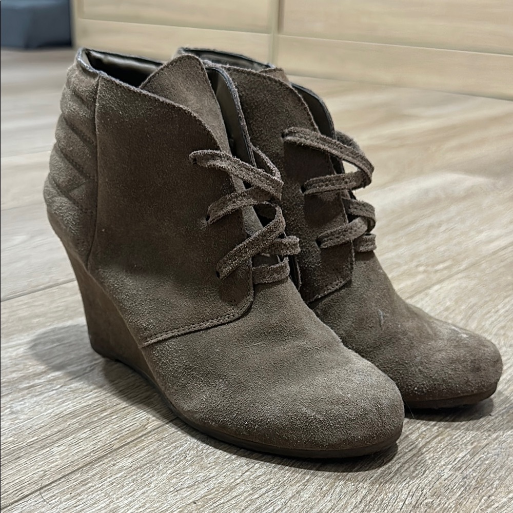 Brown Suede Women's Wedge Ankle Boots